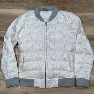 Athleta White Down Puffer Jacket Coat Women’s Large